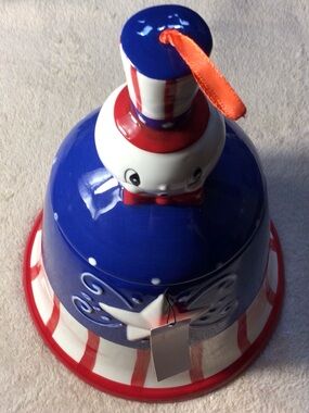 Patriotic Blue and Red Ceramic Bell canister
